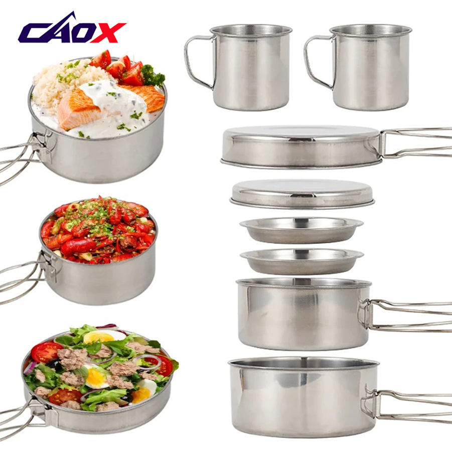 Camping Cooking Mess Kit - CAOX Ensemble de 8 ustensiles de