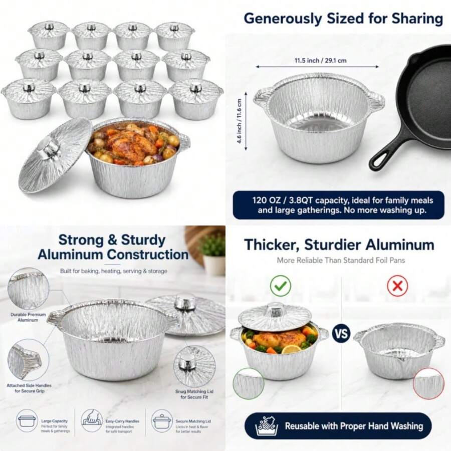 Camping Cooking Pot - Lot de 12 casseroles jetables avec