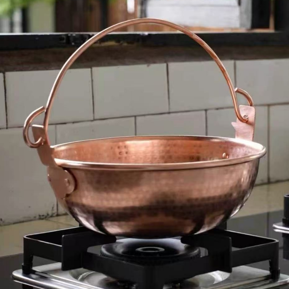 Camping Cooking Pot - Marmite suspendue en cuivre Vintage, Pot