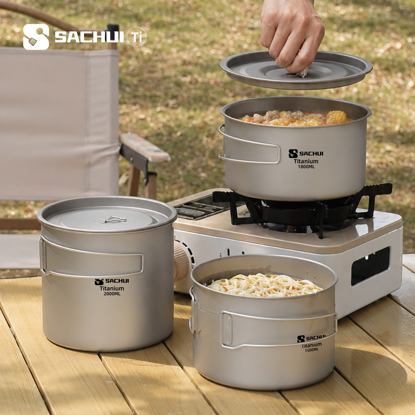 Camping Cooking Set 2 Person - Pot portable ultraléger en titane pur
