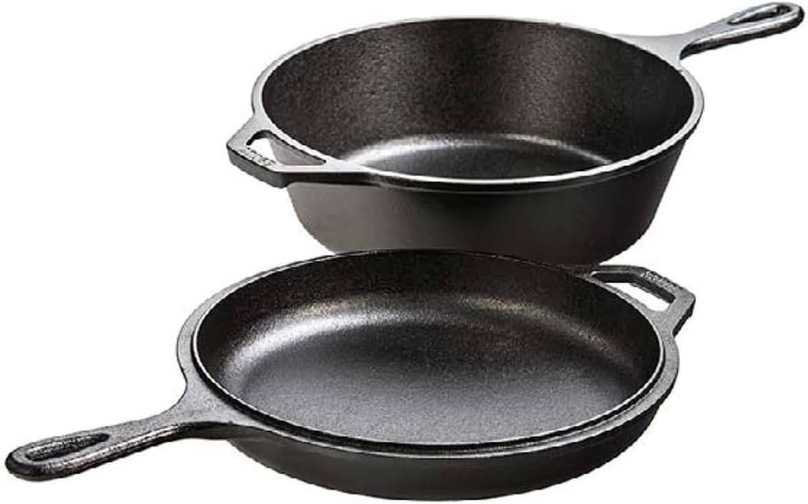 Skillet Cast Iron Camp - Casserole combinée 2-en-1 en fonte :