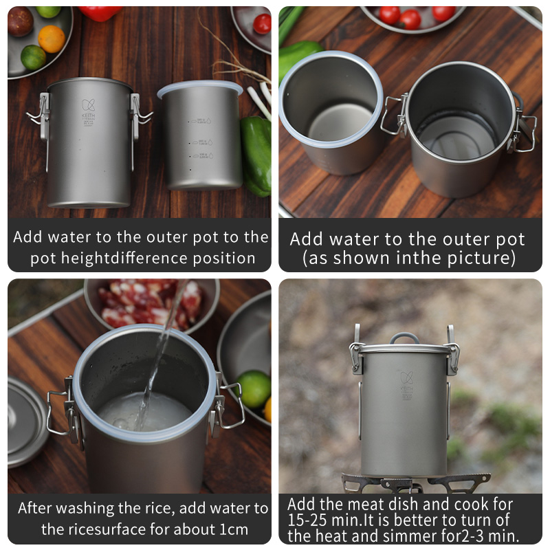 Casserole à riz en titane pur  - Camping Cooking Kettle avis et prix
