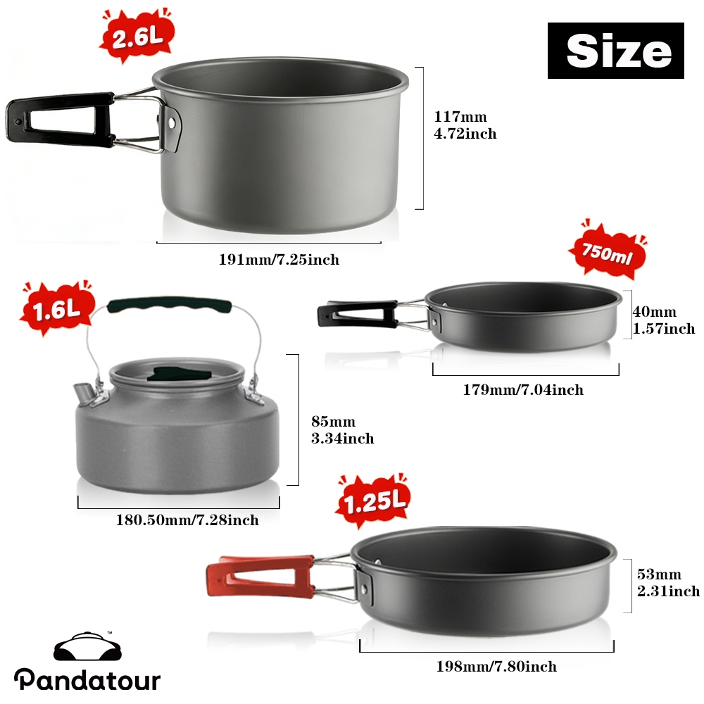 Pandatour Camping cuisine alum - Camping Cooking Set 2 Person avis et prix